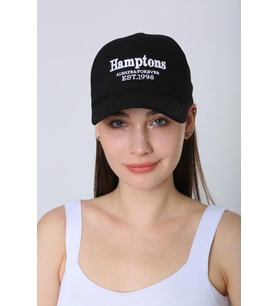 Hamptons Nakışlı Unisex Kep (Siyah)