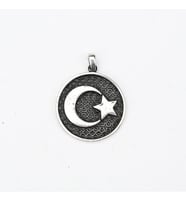Gümüş Ayyıldız Kabartma  Model Erkek Kolye