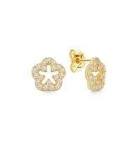 925 Ayar Gold Zirkon Taşlı Çiçek Gümüş Küpe