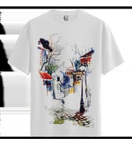 Parisian Nightscape - %100 Pamuklu Erkek Beyaz Tişört - Premium Quality (Siyah - Beyaz)