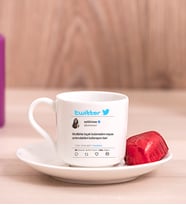 Kişiye Özel Twitter Tasarım Fotoğraflı Porselen Türk Kahvesi Fincanı