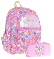 Kaukko Kids Kız Çocuk Okul Çantası ve Üç Bölmeli Kalemlik Seti (Lila - Pullu Sweet) - (L5215+L8215)
