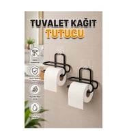 Siyah Metal Yapışkanlı Rulo Kağıtlık 2’li Set