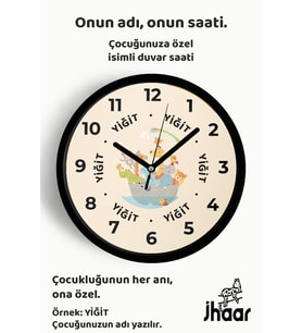 İsme Özel Gemideki Hayvanlar Çocuk Odası Duvar Saati Orta Boy 30 cm Siyah Camlı Sessiz