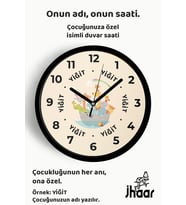 İsme Özel Gemideki Hayvanlar Çocuk Odası Duvar Saati Orta Boy 30 cm Siyah Camlı Sessiz