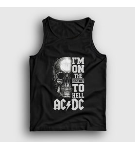 Presmono Unisex Siyah Highway To Hell Skull AC/DC Atlet 6433tt