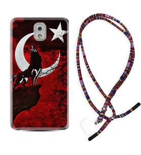 Samsung Note 3 4 5 8 9 20 Ultra 10 Lite Kılıf Boyun Asklı Rasta Silikon Wolf and Moon 2 1381
