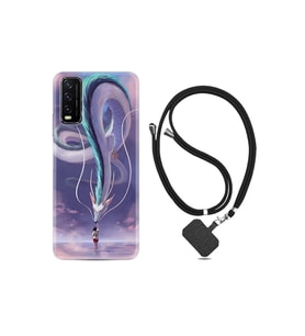 Vivo Y20s Kılıf Silikon Desen Boyun Askılı Kız Ve Ejderha 1742