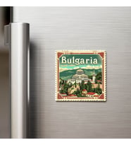 Bulgaristan Bulgaria - Posta Pulu Temalı Ülke - Baskılı Buzdolap Magneti Kare - 9x9 cm