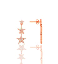 Söğütlü Silver Gümüş rose zirkon taşlı  kayan yıldızlar küpe