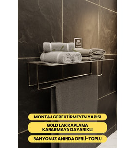 Gümüş Kendinden Yapışkanlı Banyo Havluluk Raf
