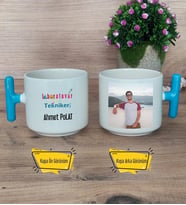 Laboratuvar Teknikeri Kupa Bardak Fotoğraflı T Mavi Kulplu Tıp Bayramı Hediyesi