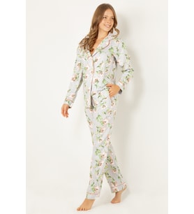 DoReMi Çiçekli Doğal Viskon Soft Yumuşak Düğmeli Pijama Takımı (Desenli)