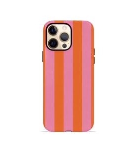 iPhone 12 Pro Max Vorian Çift Katmanlı MagSafe Kılıf Tangerine Rose Stripe