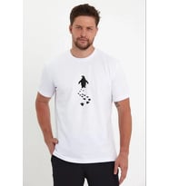 Erkek T-Shirt Nihilist Penguen Baskılı Bisiklet Yaka Kısa kol yazlık Tişört - Beyaz
