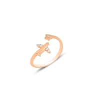 Gümüş rose zirkon taşlı uçak ve yıldız modeli ayarlamalı yüzük SGTL12152ROSE