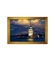Kız Kulesi Motifli Kanvas Tablo 50 x 70 cm Gold Çerçeve