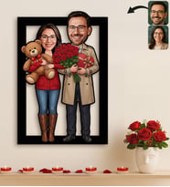 BK Gift Kişiye Özel Sevgili Karikatürlü 3D Ahşap Tablo -11, Fotoğraftan Karikatür, Sevgililer Günü Hediyesi, Ev Hediyesi