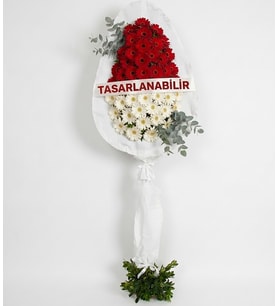 Okaliptus Eşliğinde Beyaz ve Kırmızı Gerbera Çelenk