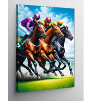Kanvas Tablo At Yarışı Ve Jockeyler