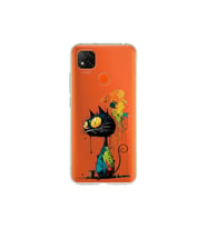 Redmi 10A ile Uyumlu Splash Kedi Tasarımlı Şeffaf Silikon Kılıf