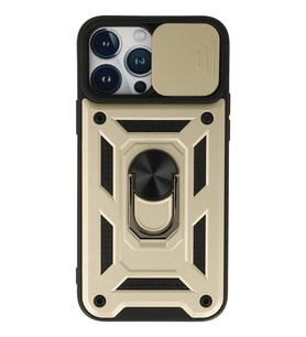 Newface Apple iPhone 13 Pro Max Kılıf Pars Lens Yüzüklü Silikon - Gold