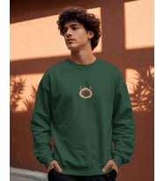 Erkek Siyam Kedisi Desenli Sweatshirt – Minimal Göğüs Baskılı, Unisex Rahat Kalıp (Koyu Yeşil)