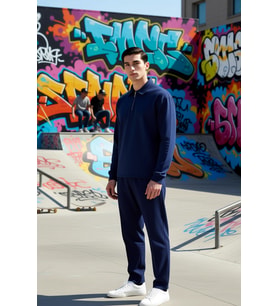 Erkek Gömlek Yaka Fermuarlı Uzun Kol Oversize Kalıp Sweatshirt Fonksiyonel Dayanıklı Rahat