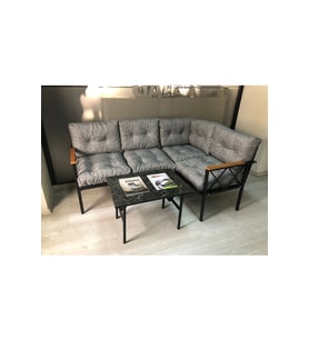 miami Köşe Koltuk Takımı , 2+2 Balkon-bahçe-çay Seti-mutfak Köşesi mermer desen 70x50cm sehpa