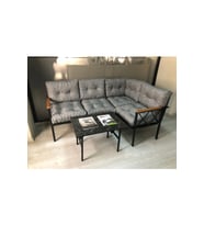 miami Köşe Koltuk Takımı , 2+2 Balkon-bahçe-çay Seti-mutfak Köşesi mermer desen 70x50cm sehpa (Gri)