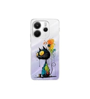 Redmi Note 14 4G ile Uyumlu Splash Kedi Tasarımlı Şeffaf Silikon Kılıf