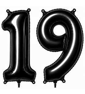 19 Rakam Folyo Balon Siyah Rengi (76 cm)