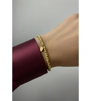 925 Ayar Gümüş Bileklik Dorika Top Zincir Kadın Bileklik (Gold)
