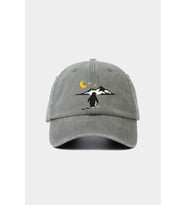Penguen Nakışlı Gri Unisex Baseball Cap – Yıkamalı Vintage Stil