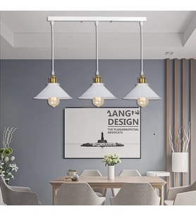 RİOLİGHT RETRO,RUSTİK,VİNTAGE BEYAZ 3XE27 SIRALI MASA ÜSTÜ SARKIT METAL AVİZE UZUNLUK:60CM