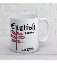Kişiye Özel İngilizce Öğretmeni Baskılı Kupa, English Teacher Tasarımlı İsim Soyisim Yazılı Öğretmen Hediyesi