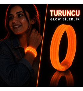 Turuncu Kalın Glow Bileklik – Kırılarak Yanan Parti ve Festival Bilekliği