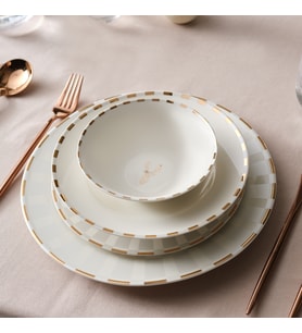 Karaca Elegance Bone Aries Metalic 24 Parça 6 Kişilik Yemek Takımı