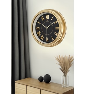 Galaxy Premium Duvar Saati Krem Kasa Gold Çerçeve Roma Rakamlı 45 Cm.