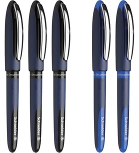 Schneider One Business Roller Kalem, Ultra Pürüzsüz 0,6 mm Uç, 5 Kalem, 3 Siyah, 2 Mavi