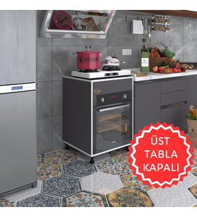 Kenzlife ankastre modülü kabini kalimera gri 85*60*56 fırın ocak dolabı ayarlı ayaklı üstü kapalı (Karışık)