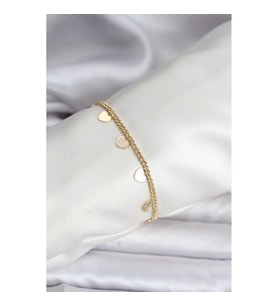 Mey İthalat® 14K Gold Renk Kaplama Kalpli Model CM Kadın Bileklik