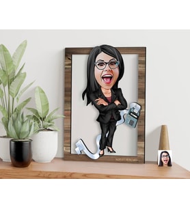 BK Gift Kişiye Özel Kadın Muhasebeci Karikatürlü 3D Ahşap Tablo, Sevgiliye Hediye, Arkadaşa Hediye, Yıl Dönümü Hediyesi, Doğum Günü Hediyesi-2