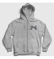 Presmono Unisex Gri Logo Ghost Fermuarlı Kapüşonlu Sweatshirt 52144tt