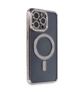 Apple İphone 14 Pro Kılıf Joke Simli Magneticsafe Kılıf - Gri