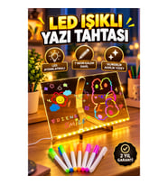 LED Aydınlatmalı Şeffaf Akrilik Mesaj Tahtası 30x20 cm – 7 Neon Kalemli Yazı Panosu