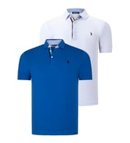 İKİLİ SET T8582 DEWBERRY ERKEK T-SHIRT-BEYAZ-SAKS (Karışık)