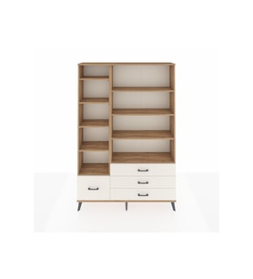 Arges Dolap 9 Raflı 4 Çekmeceli  132x30x195 Çam-Çam/Aytaşı