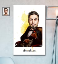 Kişiye Özel Babalar Günü Godfather Baba Karikatürlü Ahşap Tablo Model-5