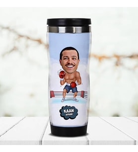 Kişiye Özel Boksör Karikatürlü Termos Bardak